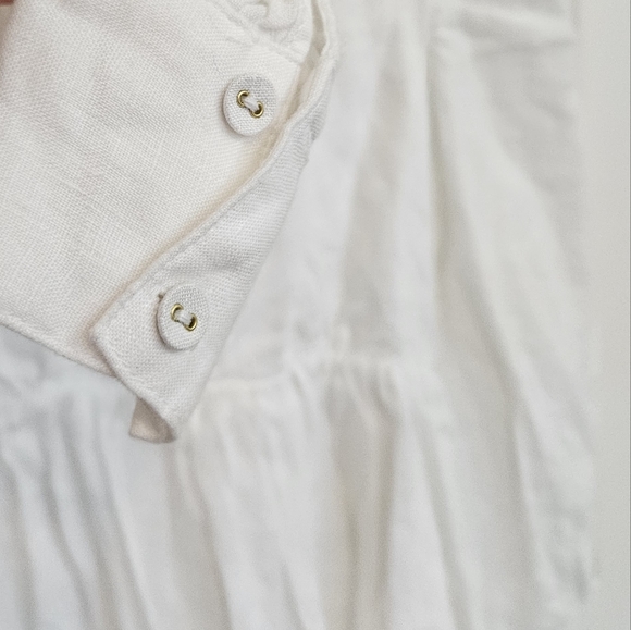 Dissh Lily Women's White Linen Long Sleeve Mini Dress Size U.S. 2 - Picture 7 of 10